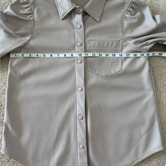 Tahari Button Down Faux Leather Jacket - Picture 8 of 10